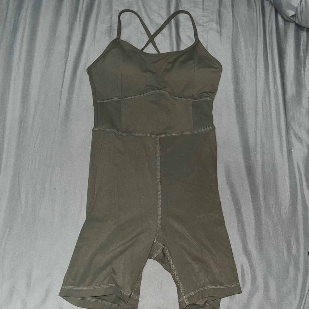Shein green one piece gym fit